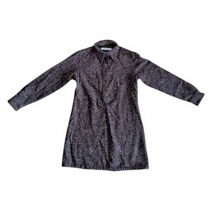 Brown Textured Mini Dress, Aline Style, Preppy Collared Dress, Size Medium
